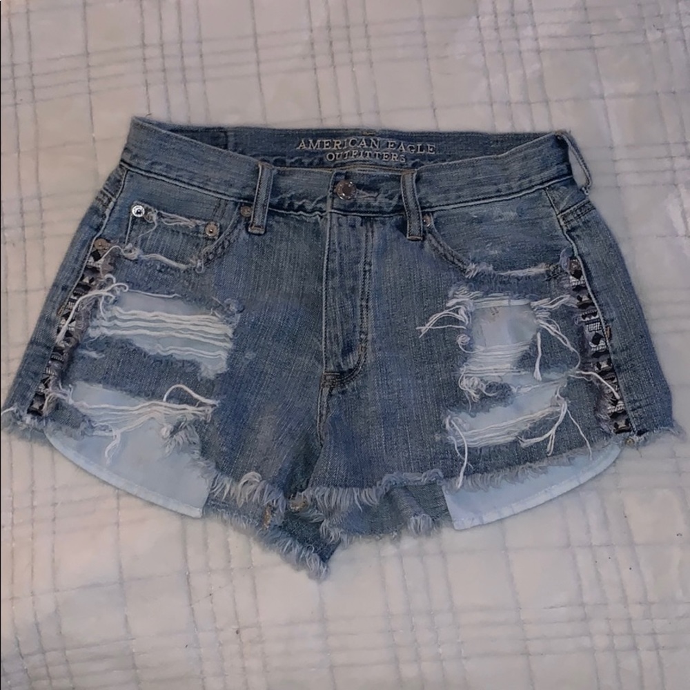 American Eagle 4 High Waisted Distressed Shorts